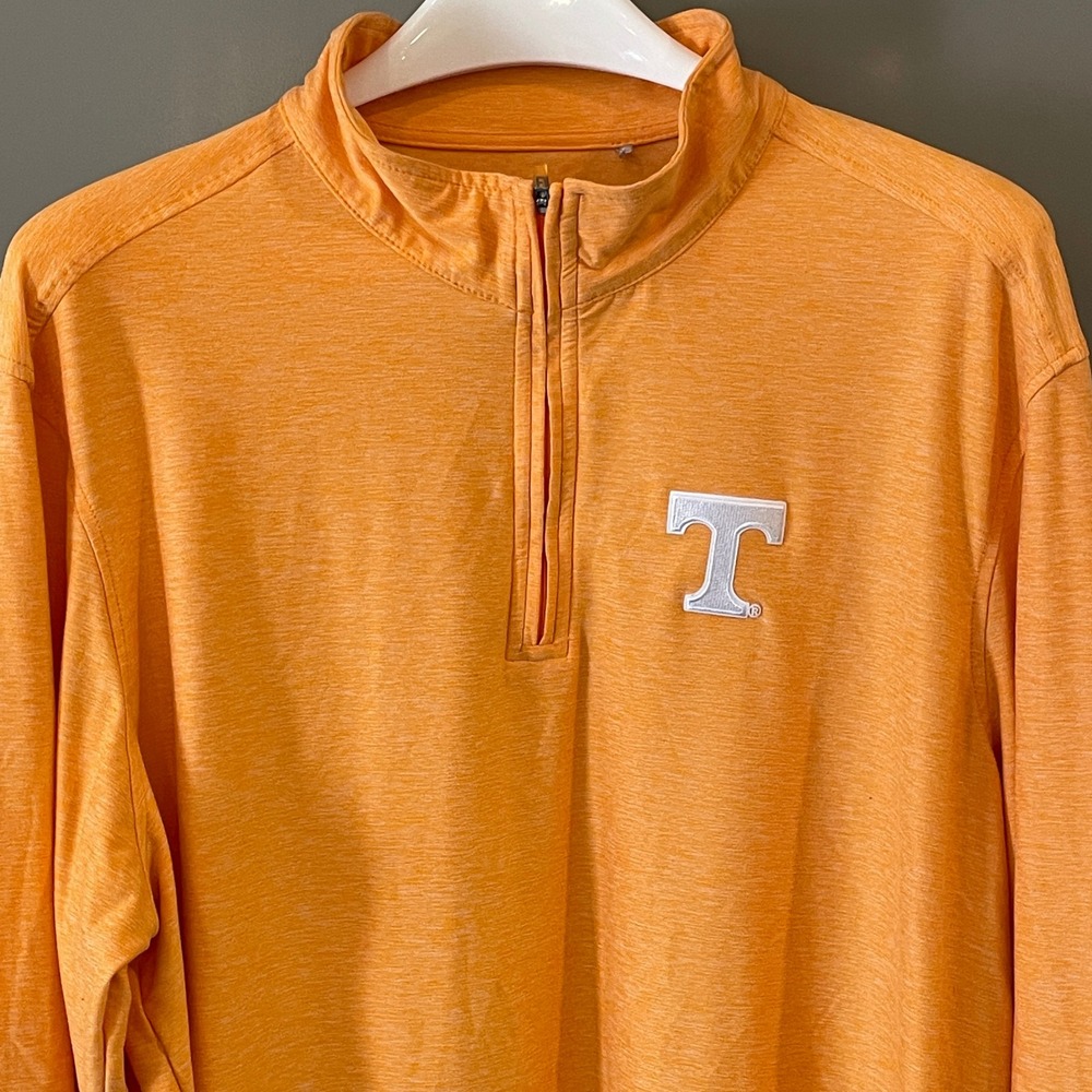 Antigua Mens Tennessee Volunteers Orange Heather Quarter Zip Pullover XL NCAA